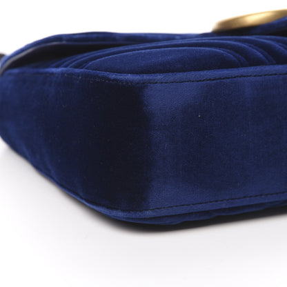 Gucci Velvet Matelasse Medium GG Marmont Shoulder Bag Cobalt Blue 9 of 14