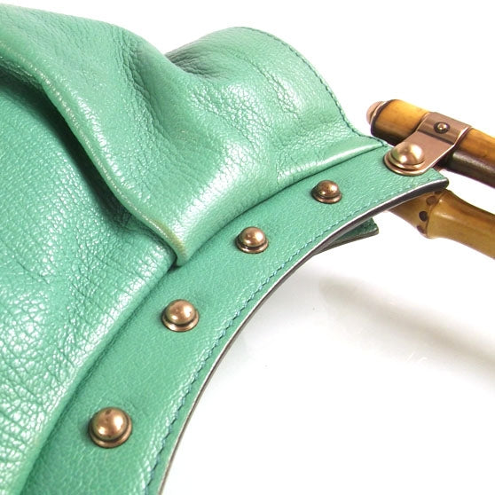Gucci Leather Bamboo Handle Tote Mint Green 6 of 10