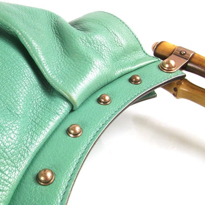 Gucci Leather Bamboo Handle Tote Mint Green 6 of 10