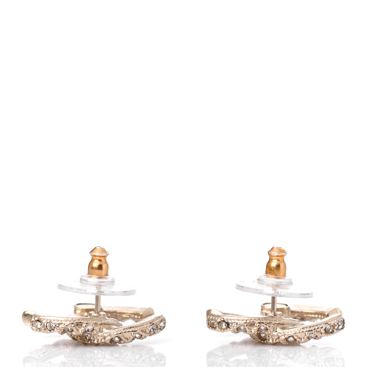 Chanel Crystal CC Earrings Light Gold 3 of 4