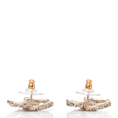 Chanel Crystal CC Earrings Light Gold 3 of 4