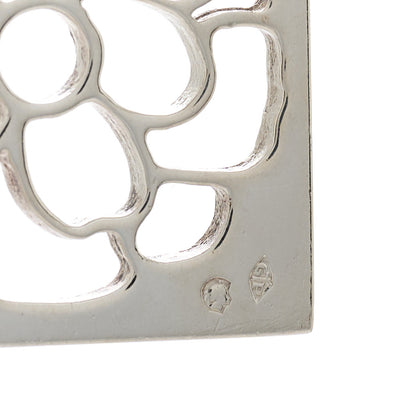 Chanel Sterling Silver Camellia Square Drop Earrings 4 of 4