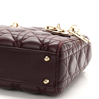 Christian Dior Lambskin Cannage Mini Lady Dior Plum 10 of 11