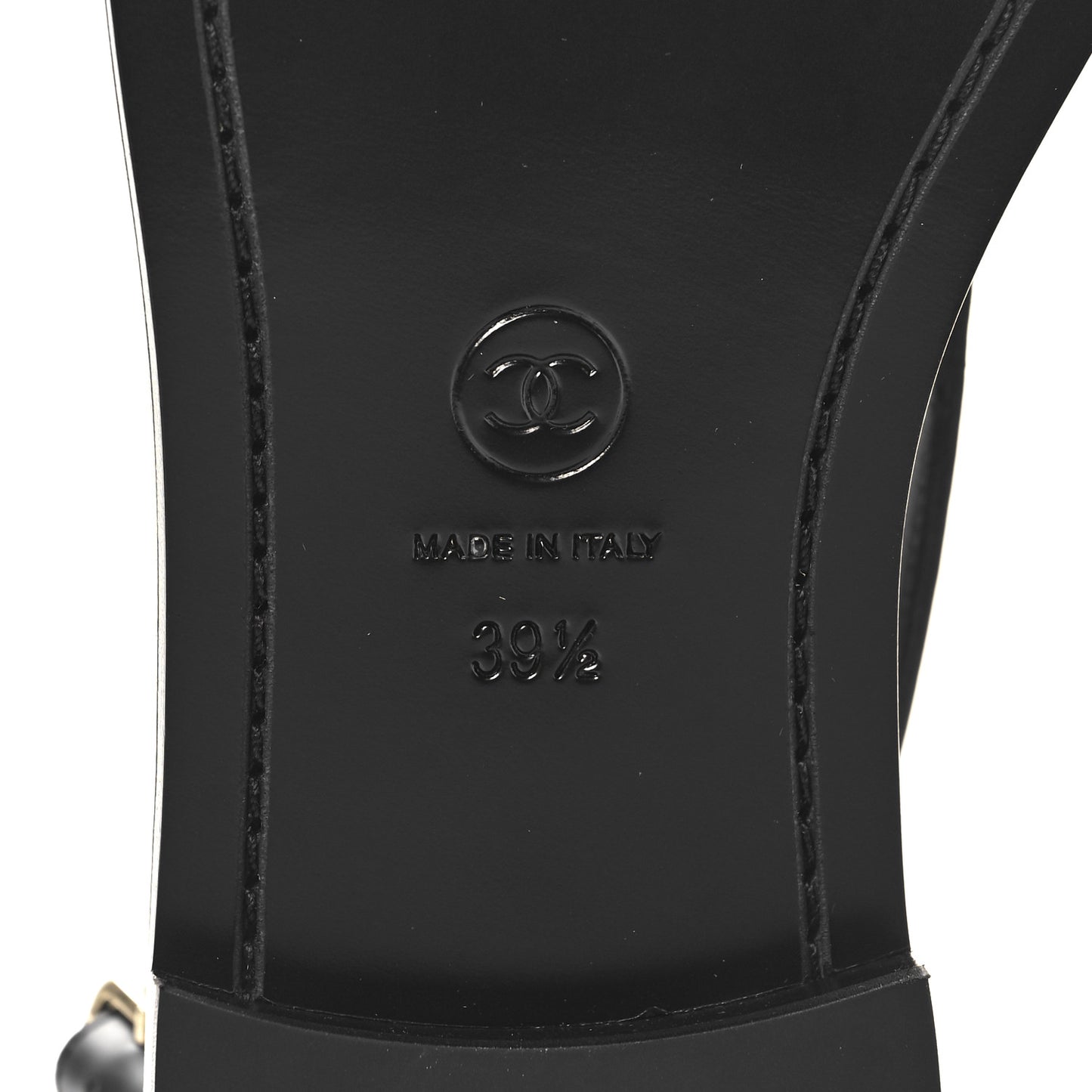 Calfskin Crystal CC Slingback Sandals 39.5 Black
