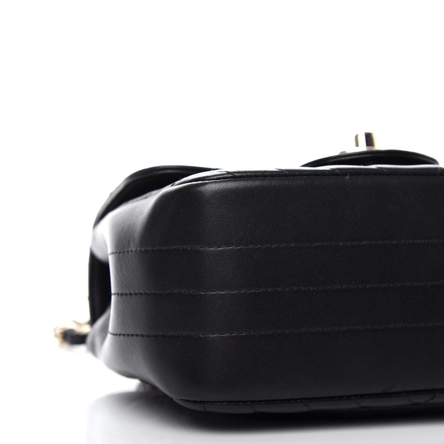 Lambskin Chevron Quilted Mini Square Flap Black