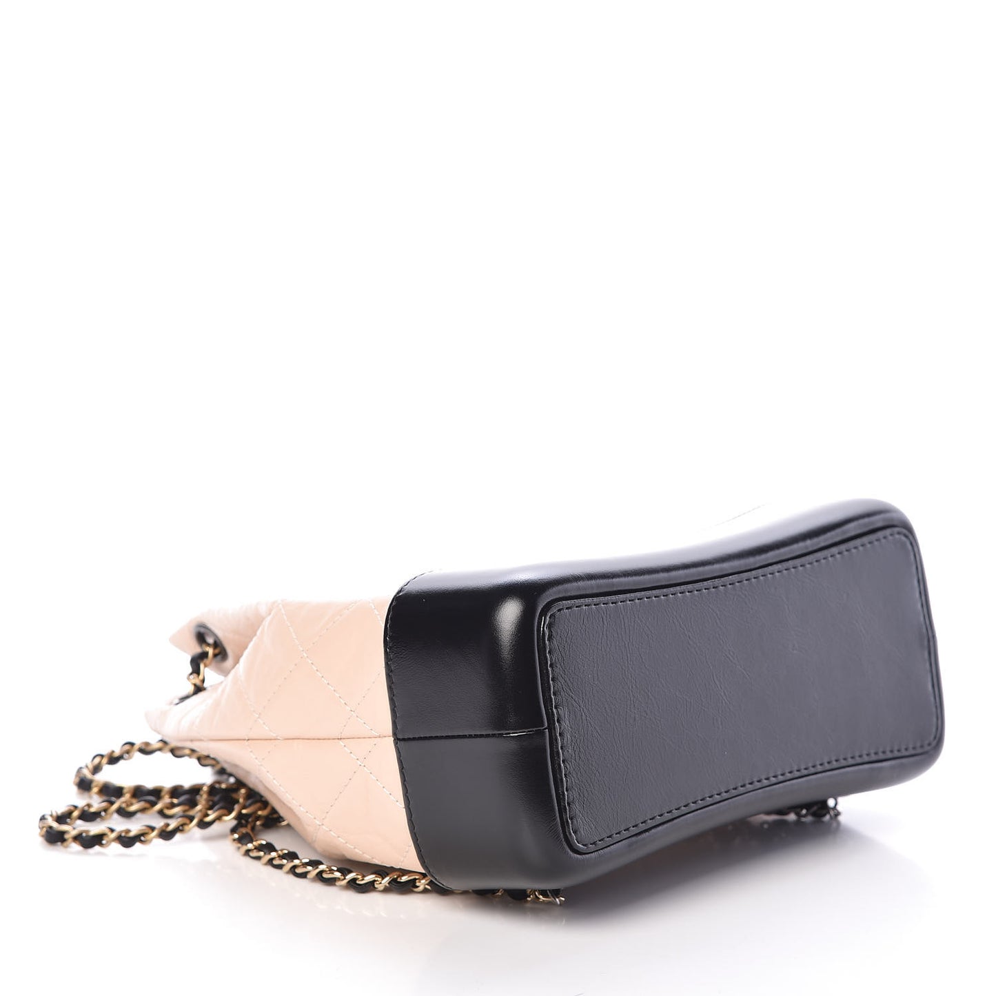 Aged Calfskin Quilted Small Gabrielle Backpack Beige Black
