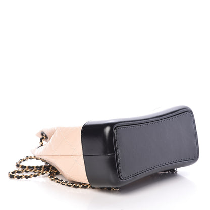 Chanel Aged Calfskin Quilted Small Gabrielle Backpack Beige Black 4 of 11