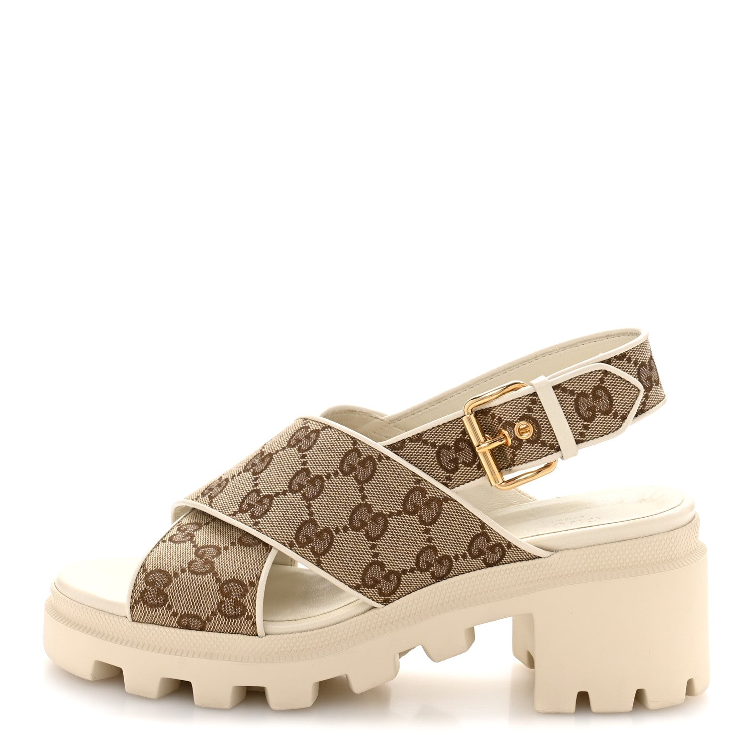 Gucci Monogram Granada Kid Trip 40/72mm Lug Sole Sandals 40 Beige Ebony Mystic White 1 of 9