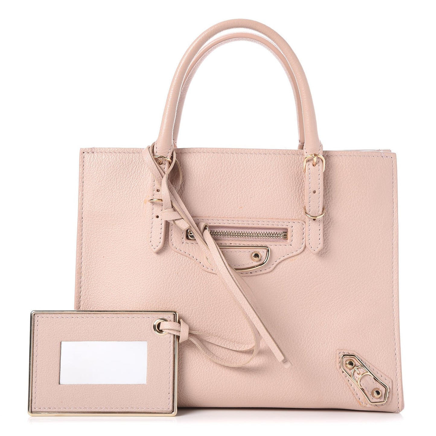 Grained Calfskin Gold Metallic Edge Hardware Papier Mini A4 Tote