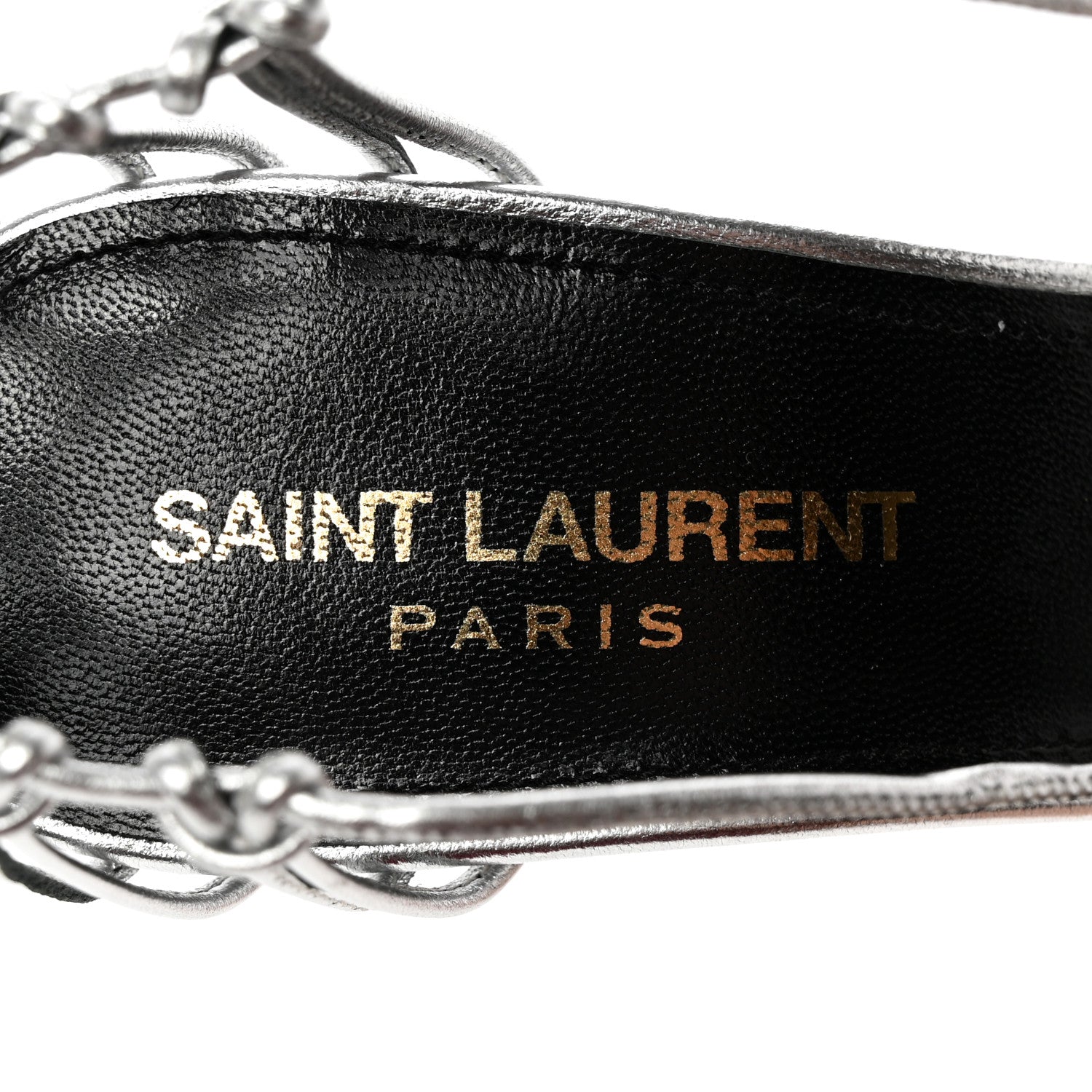 Saint Laurent Calfskin Lexi 90 Ankle Strap Sandals 36 Silver 8 of 17