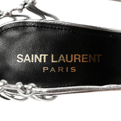 Saint Laurent Calfskin Lexi 90 Ankle Strap Sandals 36 Silver 8 of 17