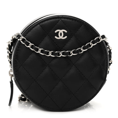 Chanel Lambskin Quilted Round Clutch With Chain Black 1 of 10