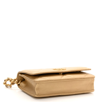 Chanel Metallic Goatskin Quilted Chanel 19 Wallet On Chain WOC Gold 4 of 13