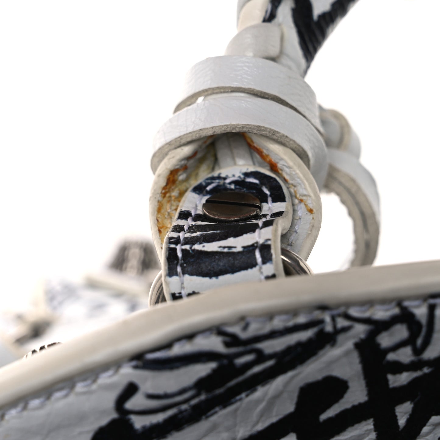 Agneau Arena Graffiti Neo Cagole Handbag XS White Black