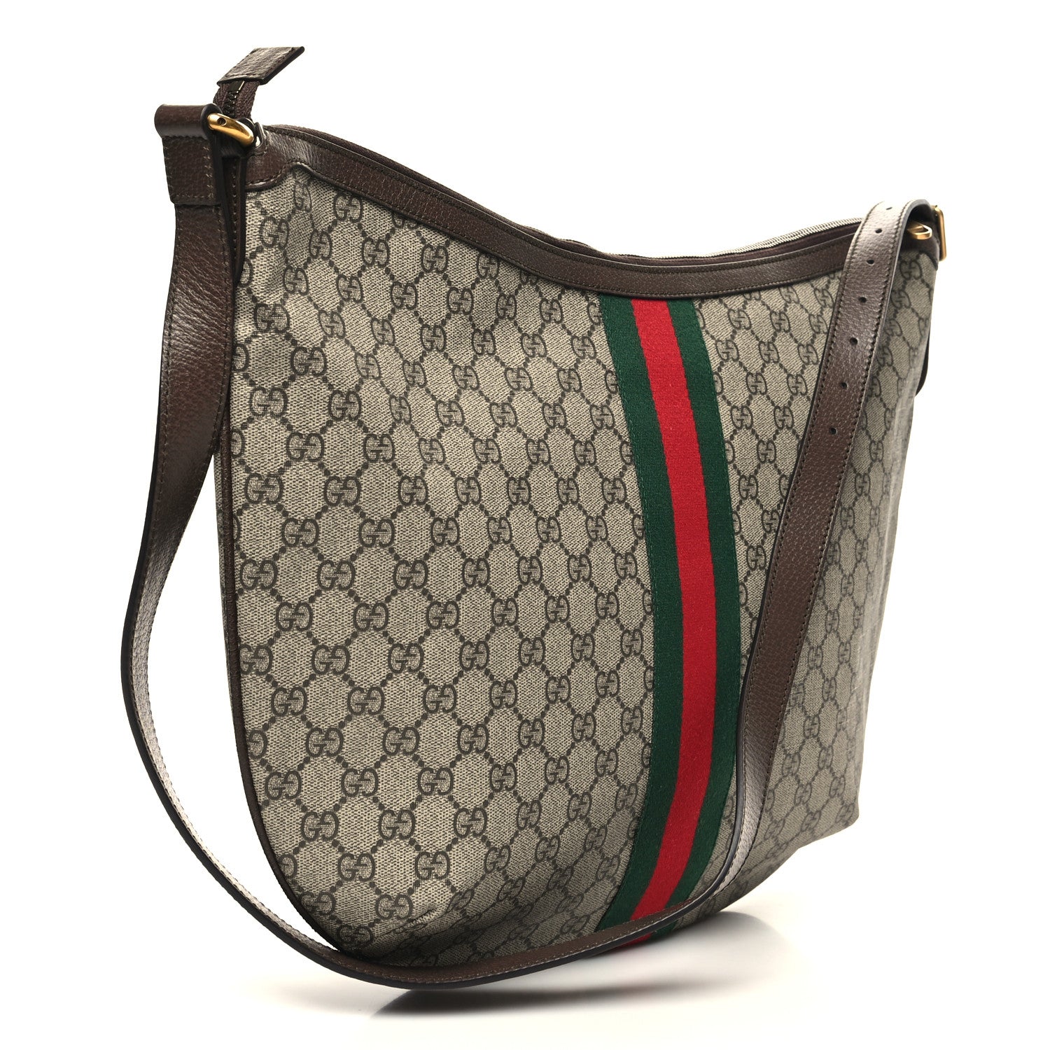 Gucci GG Supreme Monogram Web Ophidia Half Moon Hobo Brown 3 of 11