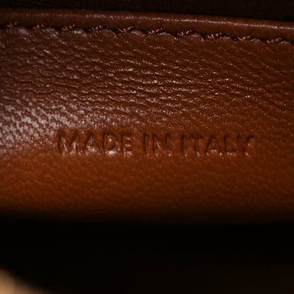 Celine Lambskin Triomphe Canvas Round Purse On Strap White Tan 6 of 11