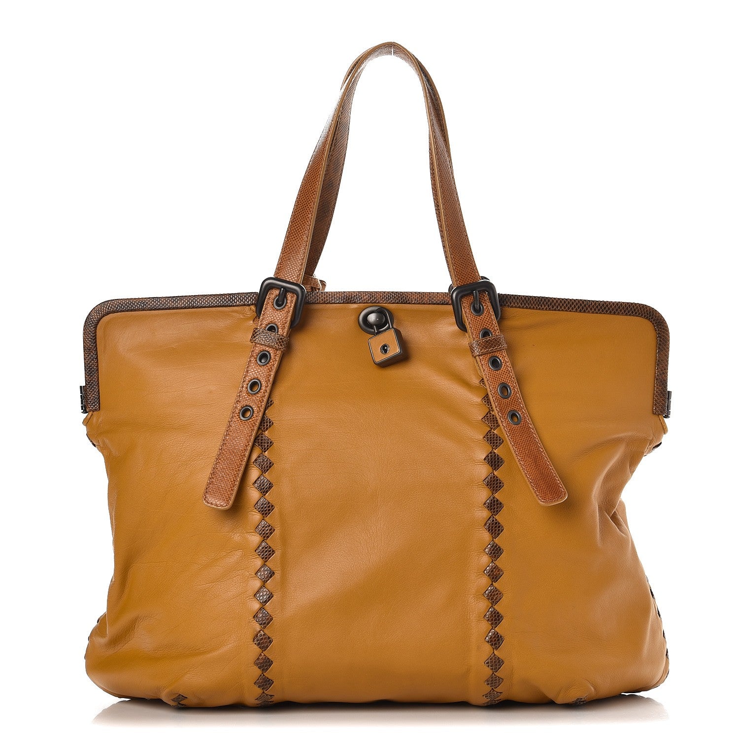 Bottega Veneta Nappa Lizard Intrecciato Frame Tote Resina 1 of 12