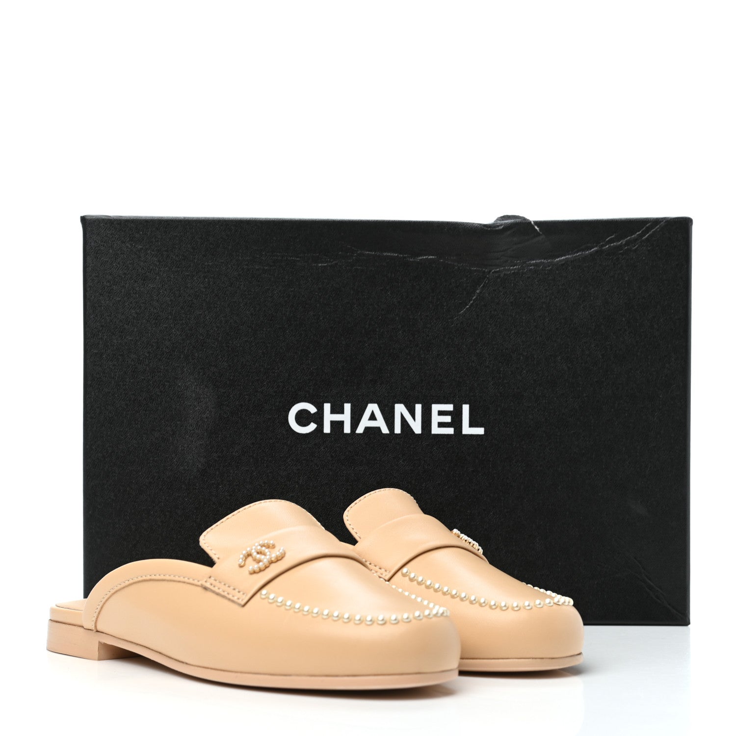 Chanel Lambskin Pearl CC Mules 36 Beige 8 of 8