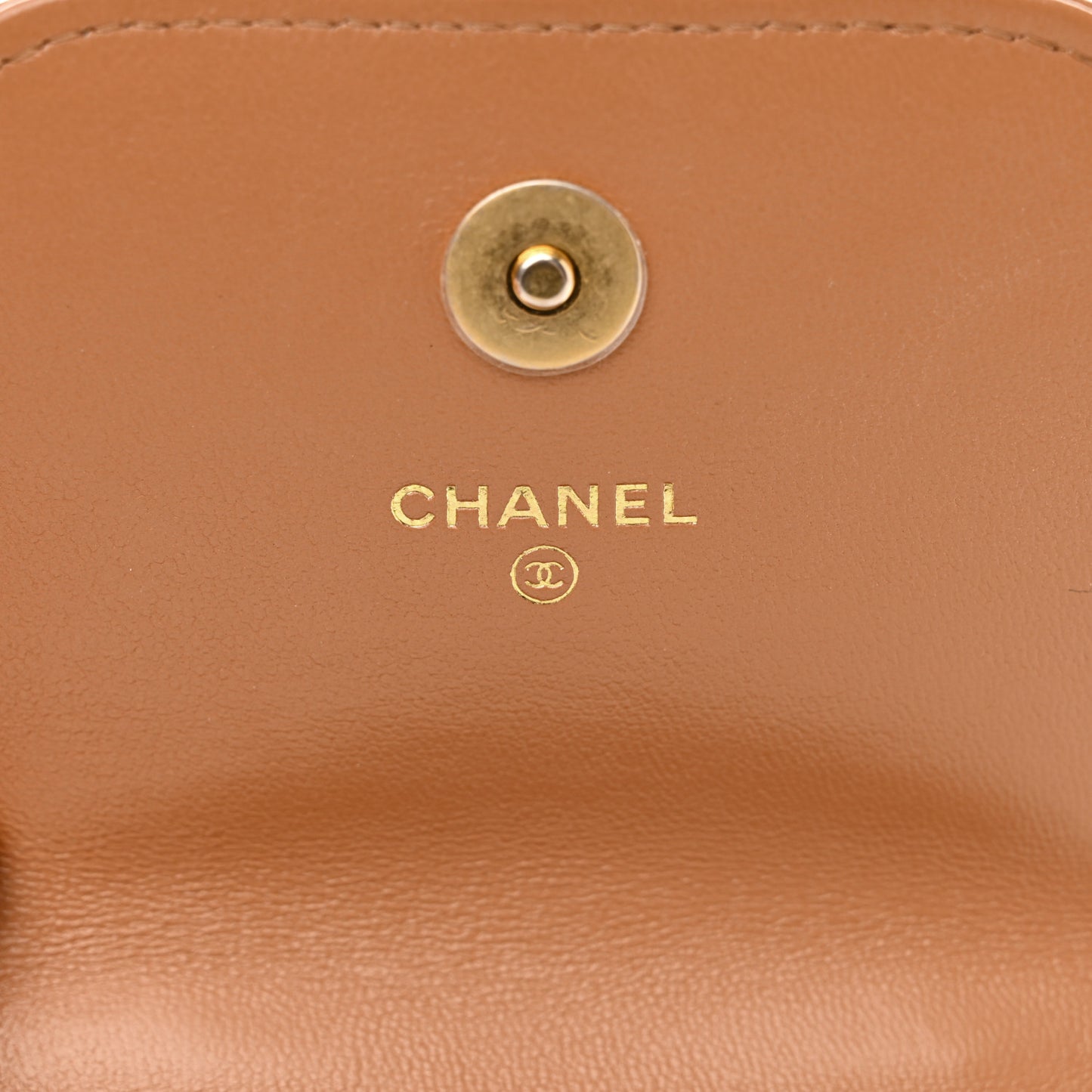 Lambskin Quilted Chanel 19 Phone Holder With Chain Brown