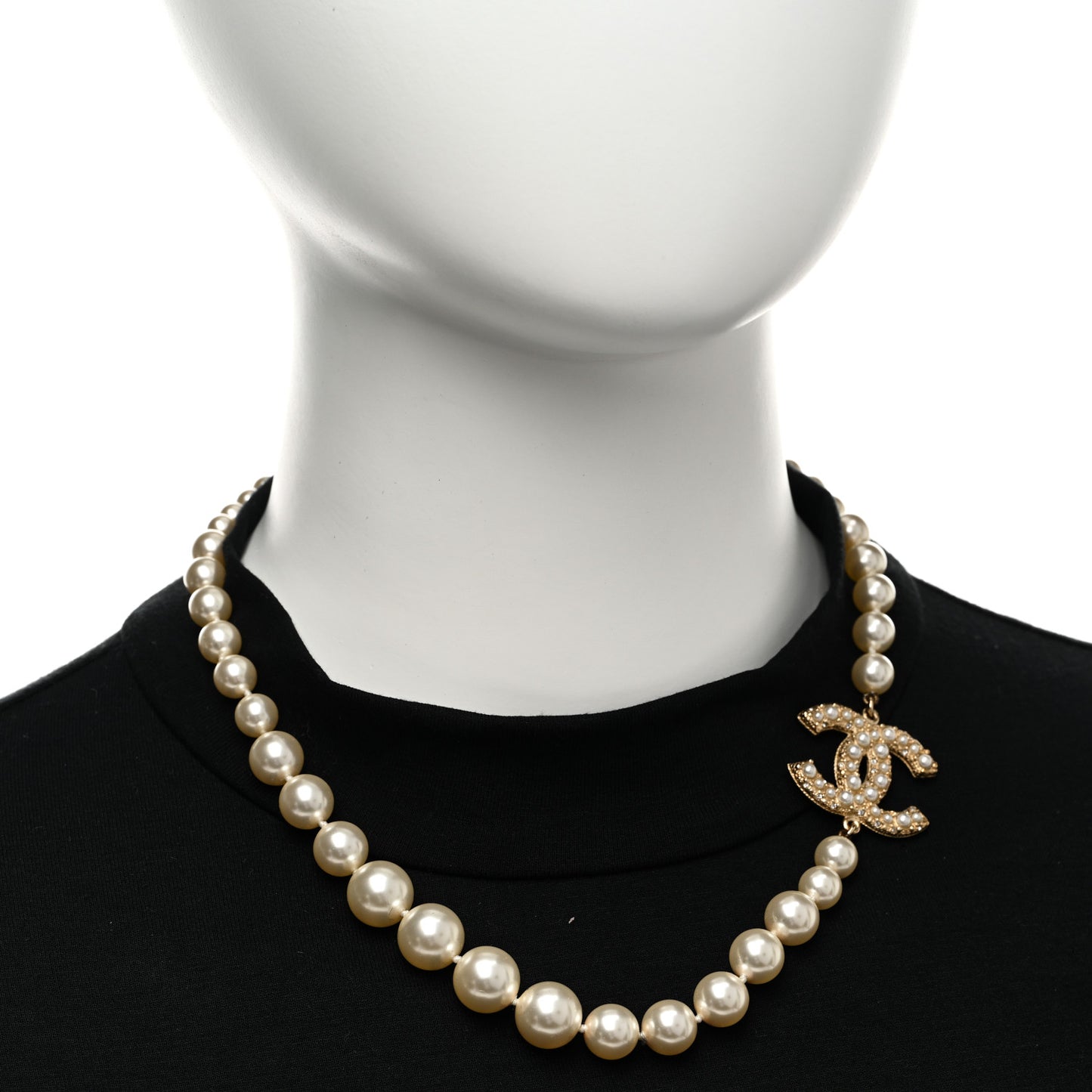 Pearl CC 100th Anniversary Necklace Light Gold