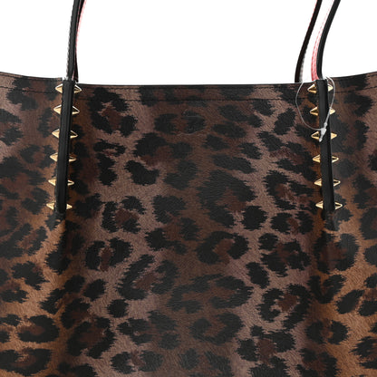 Christian Louboutin Calfskin Empire Leopard Print Spiked Large Cabarock Shopper Tote Brown 7 of 9