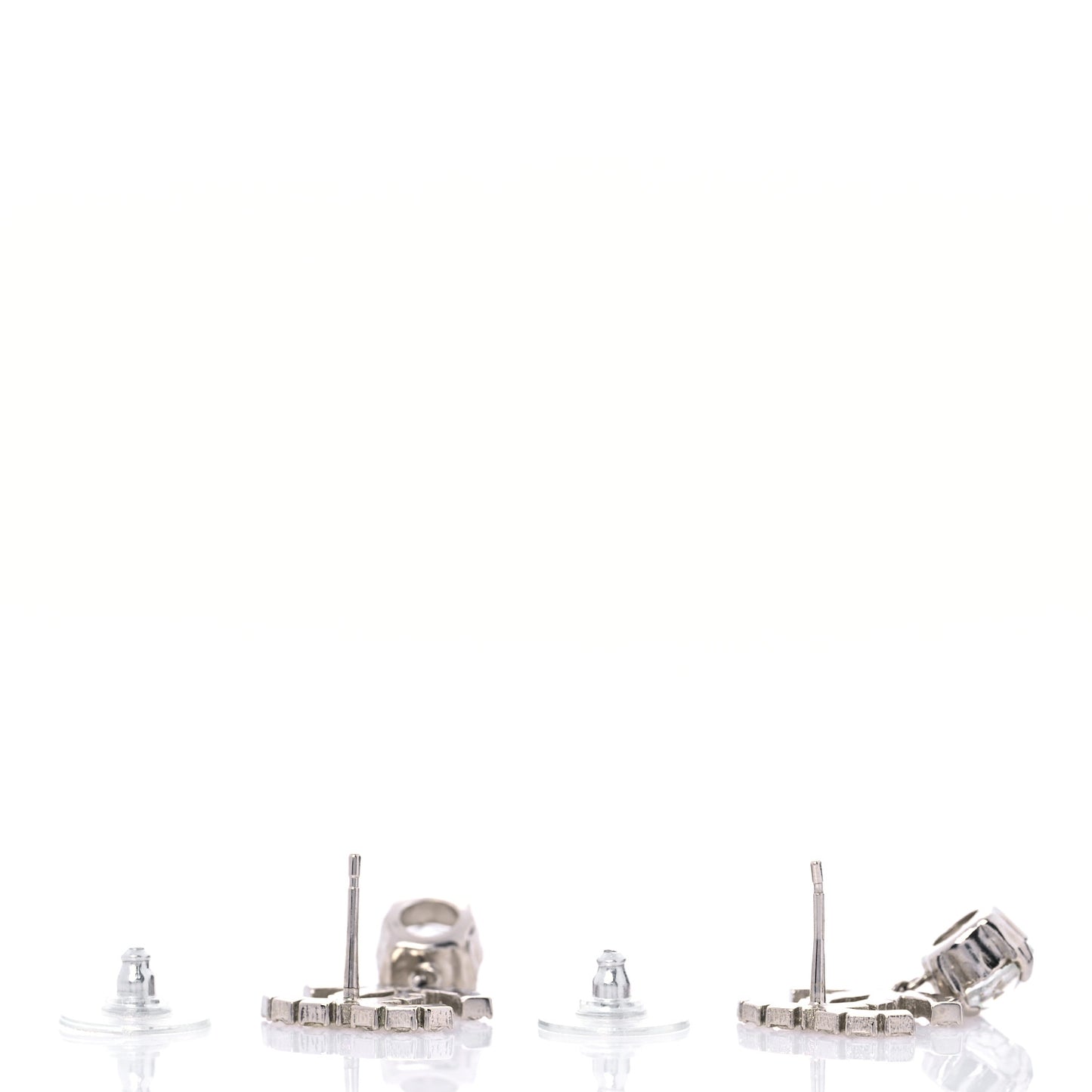 Crystal CC Drop Earrings Silver