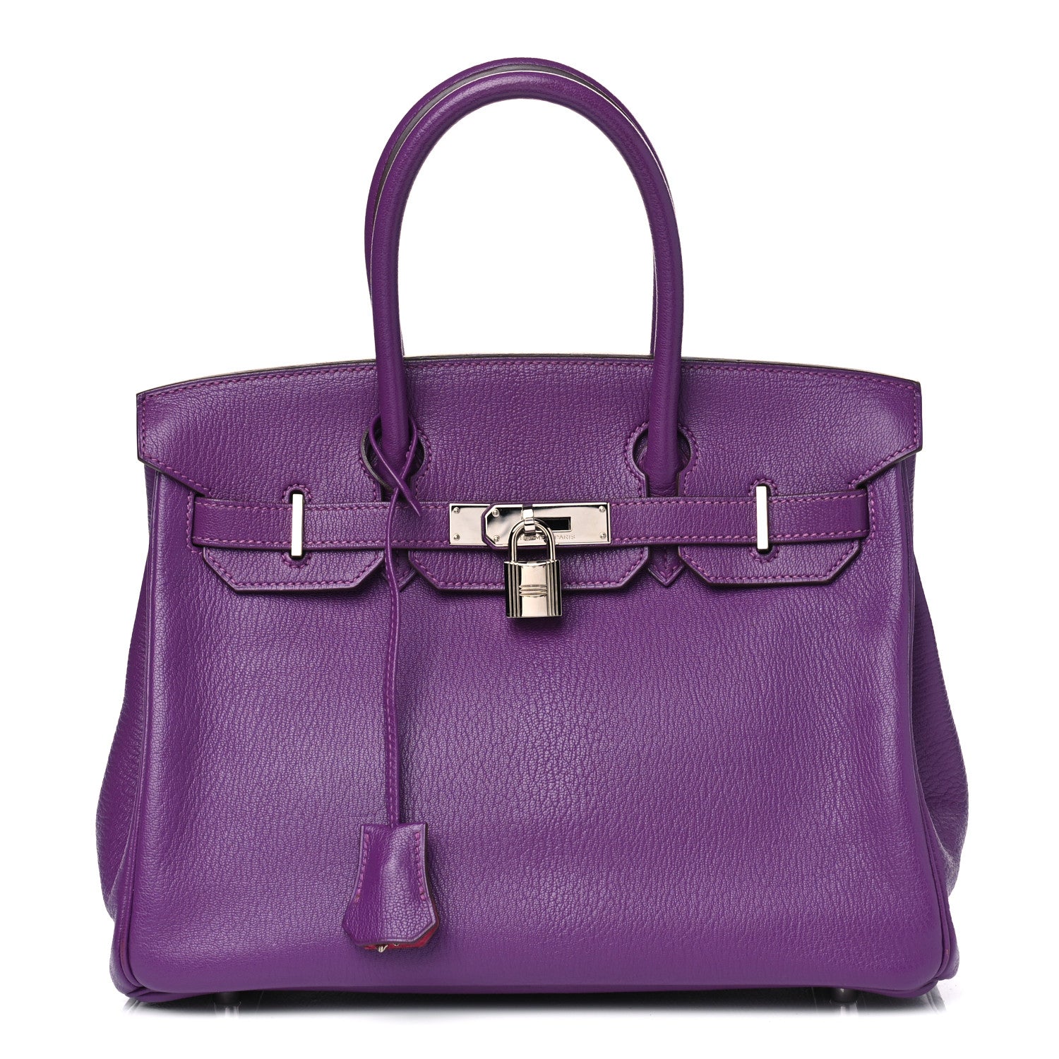 Hermes Chevre Mysore Horseshoe Birkin 30 Parme Rose Shocking 1 of 9