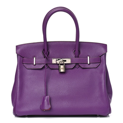 Hermes Chevre Mysore Horseshoe Birkin 30 Parme Rose Shocking 1 of 9