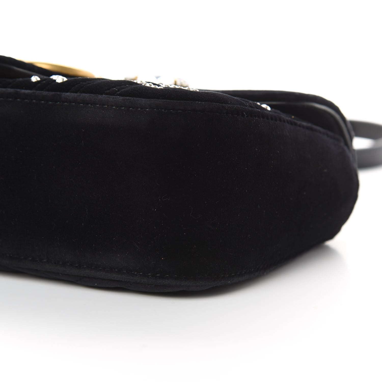 Gucci Velvet Matelasse Marquise Crystals Embroidered Small GG Marmont Shoulder Bag Black 10 of 13