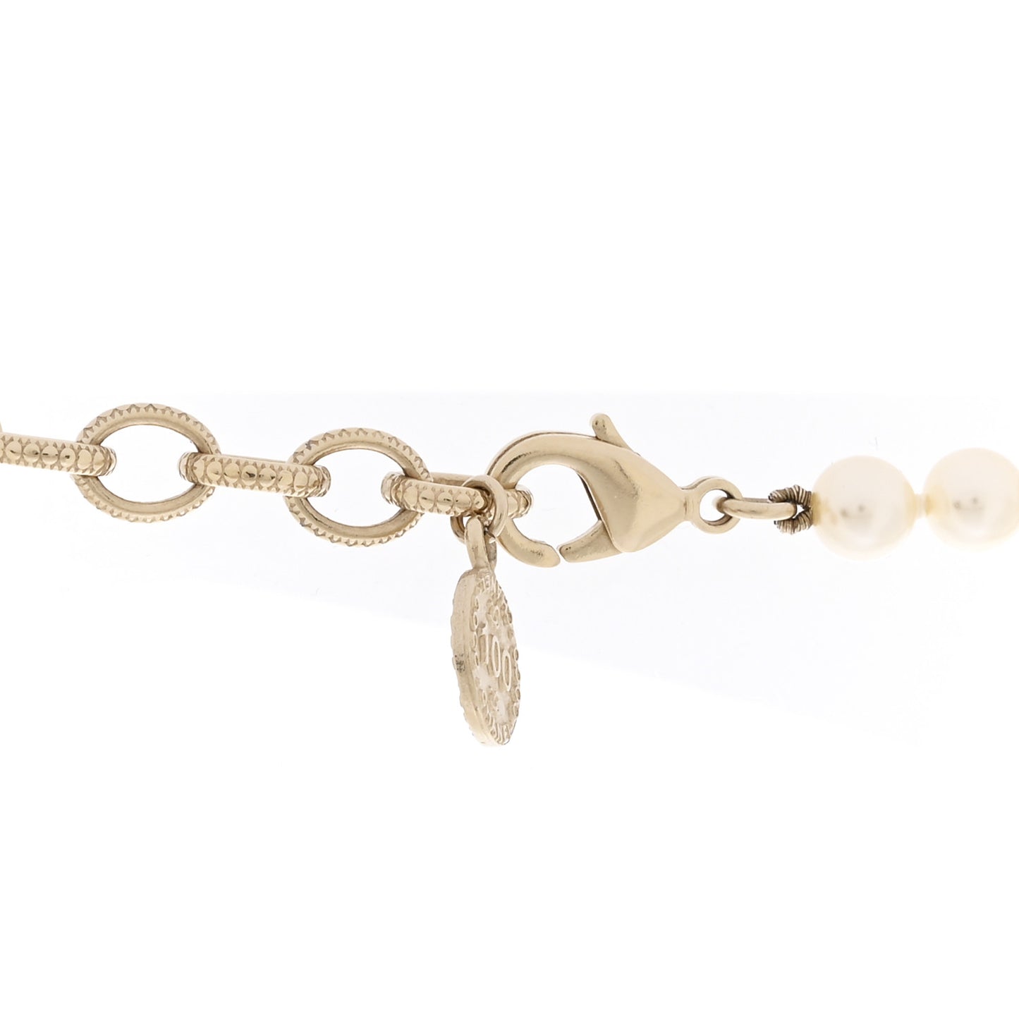 Pearl CC 100th Anniversary Necklace Light Gold