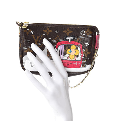 Louis Vuitton Monogram 2019 Christmas Animation Mini Courchevel Pochette Accessories Fuchsia 2 of 8