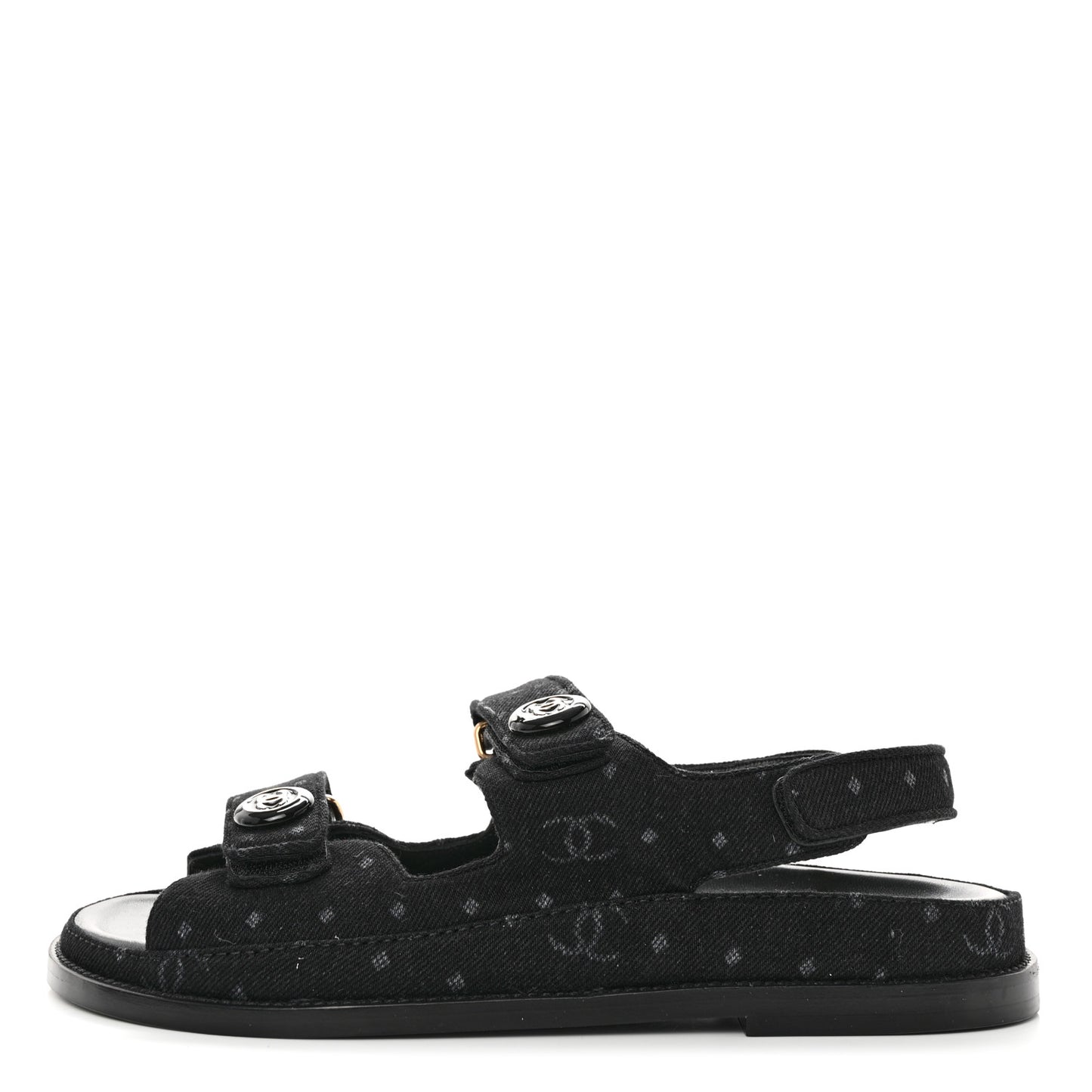 Denim Printed Dad Sandals 39.5 Black