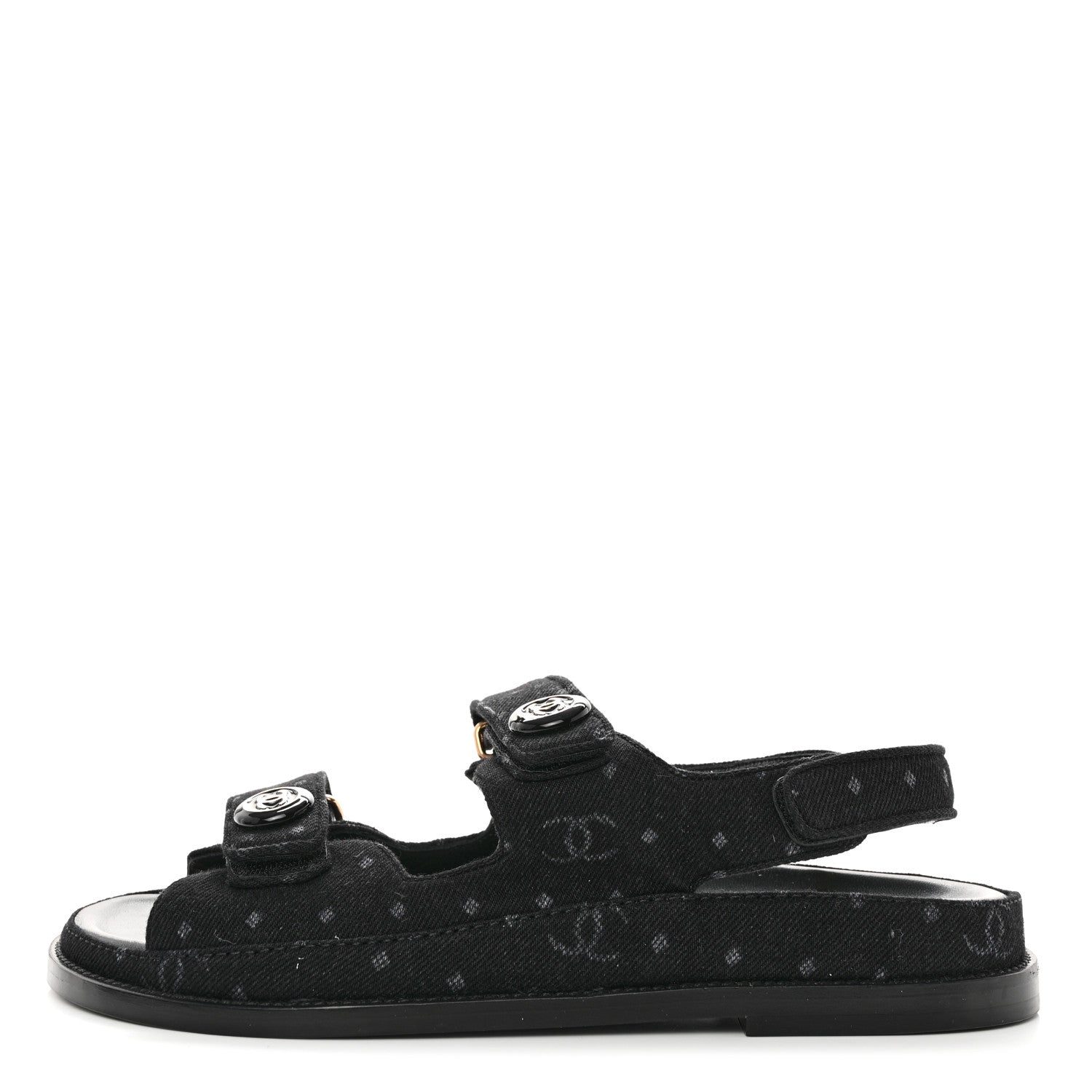 Chanel Denim Printed Dad Sandals 39.5 Black 1 of 8