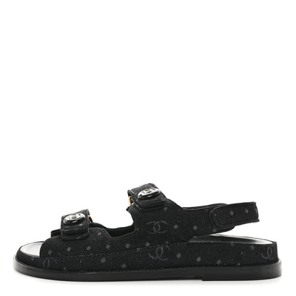 Chanel Denim Printed Dad Sandals 39.5 Black 1 of 8
