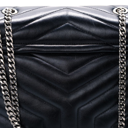 Saint Laurent Calfskin Y Quilted Monogram Medium Loulou Chain Satchel Black 14 of 16