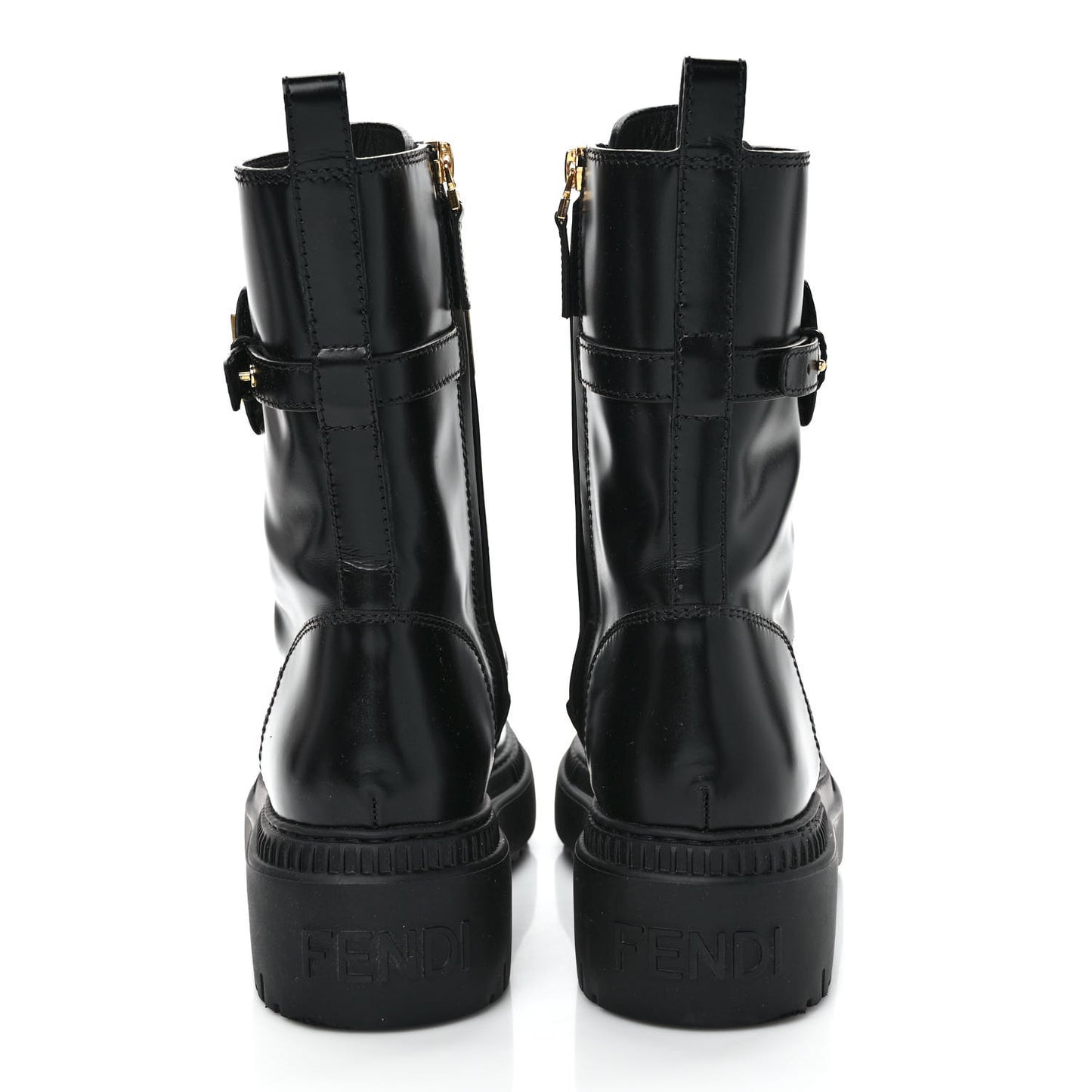 Vitello Abrasivato Fendigraphy 50mm Biker Boots 39 Black
