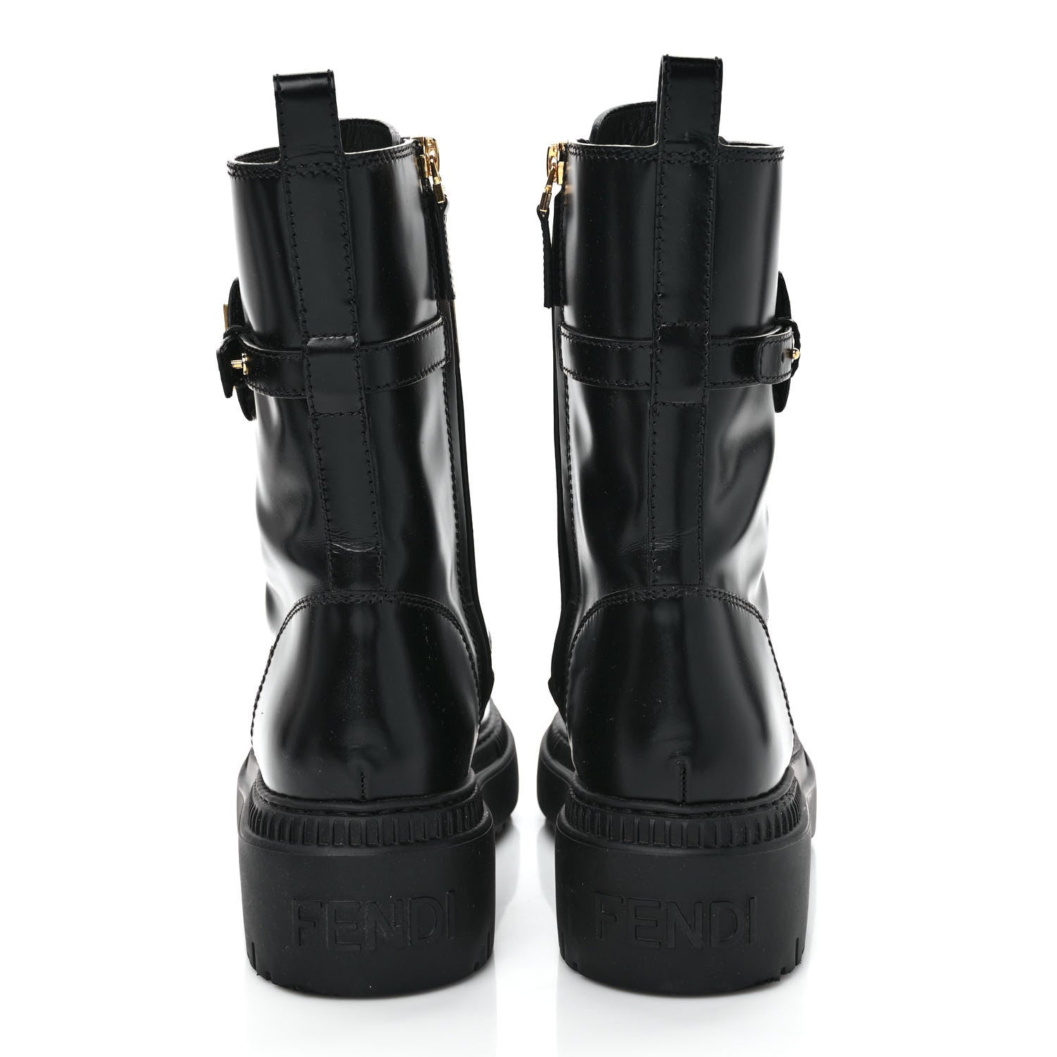 Fendi Vitello Abrasivato Fendigraphy 50mm Biker Boots 39 Black 5 of 10