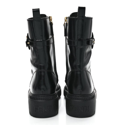 Fendi Vitello Abrasivato Fendigraphy 50mm Biker Boots 39 Black 5 of 10