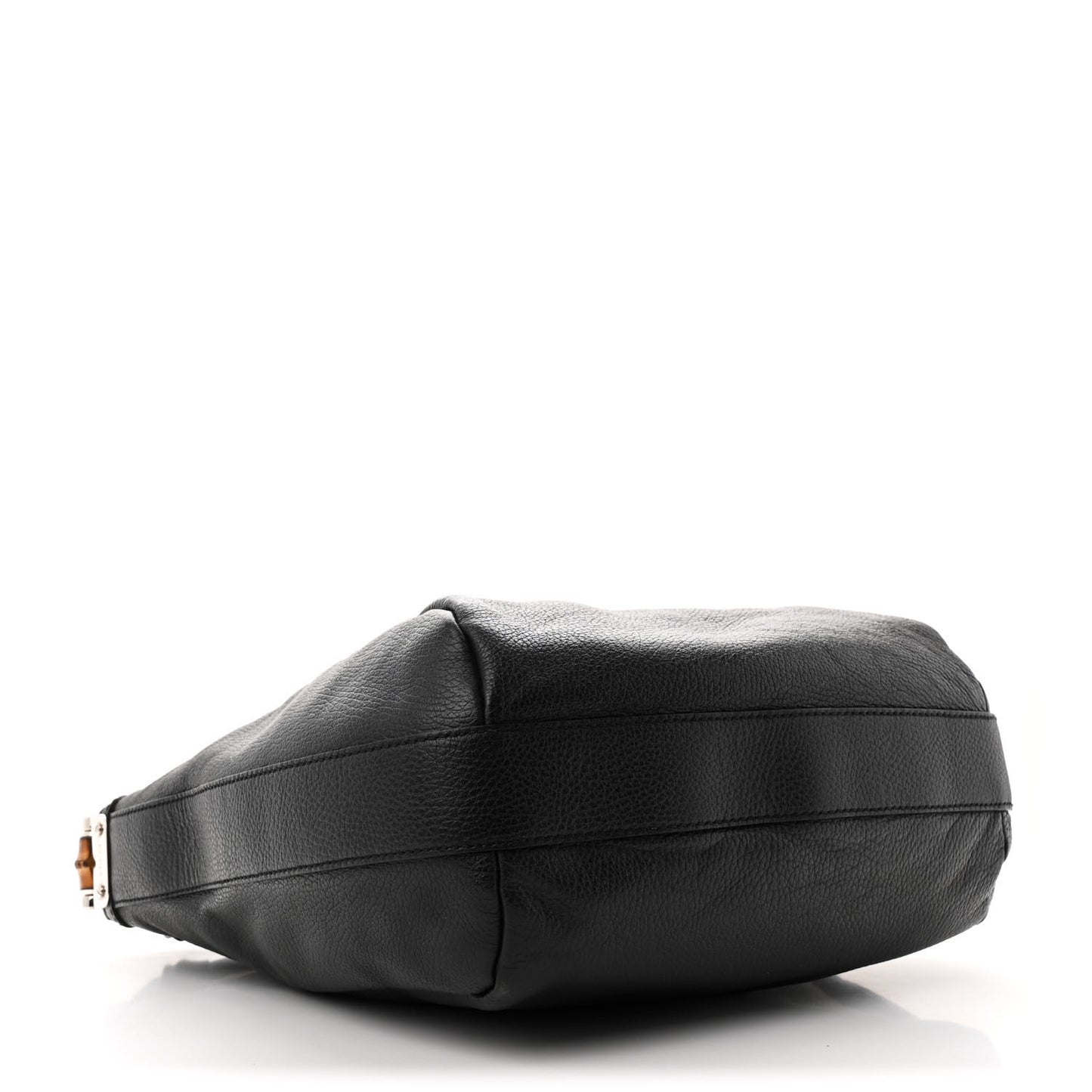 Grained Calfskin Bamboo Bar Hobo Black