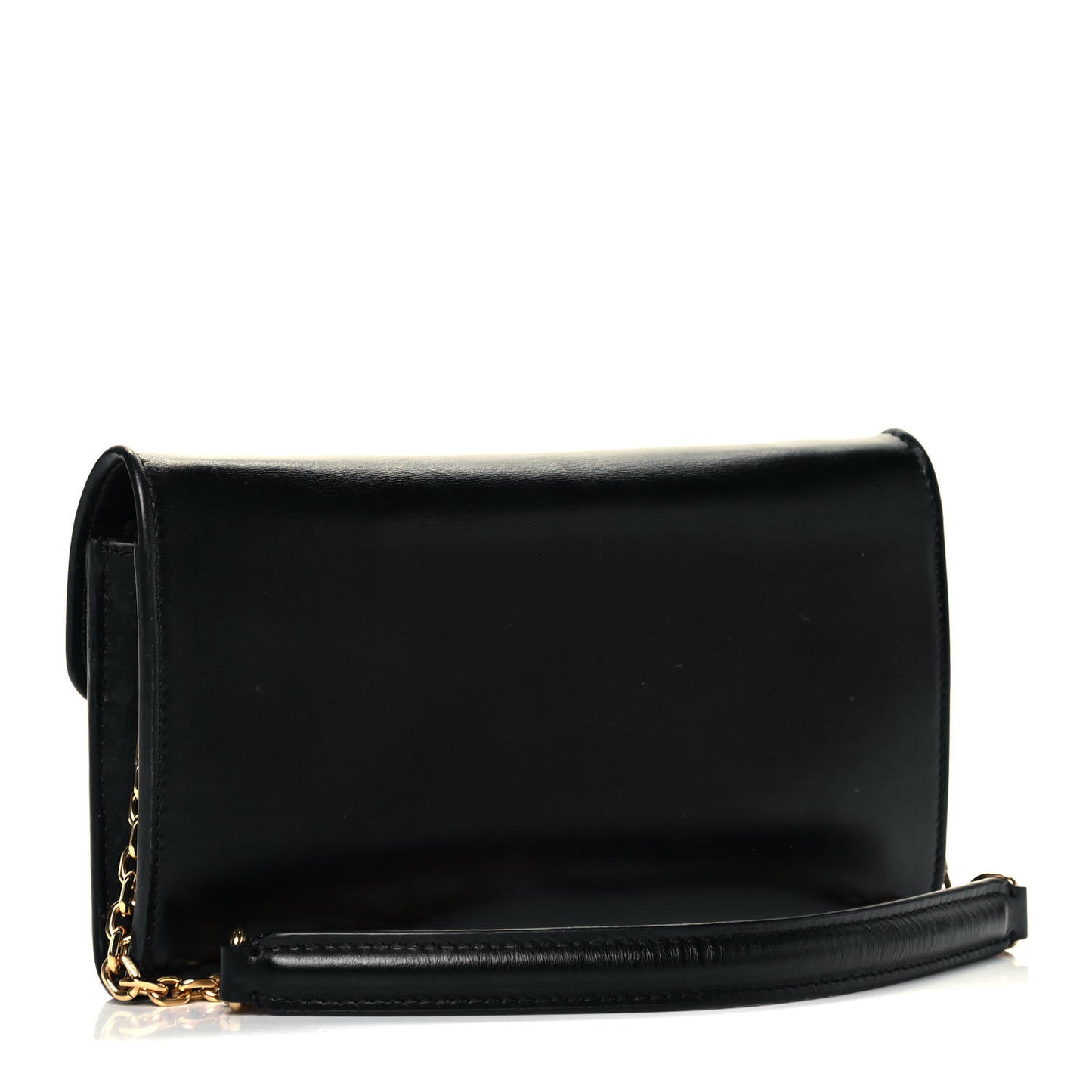 Shiny Smooth Calfskin C Wallet On Chain Bag Black