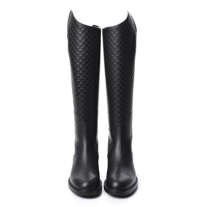 Gucci Microguccissima Knee High Riding Boots 38 Black 2 of 11
