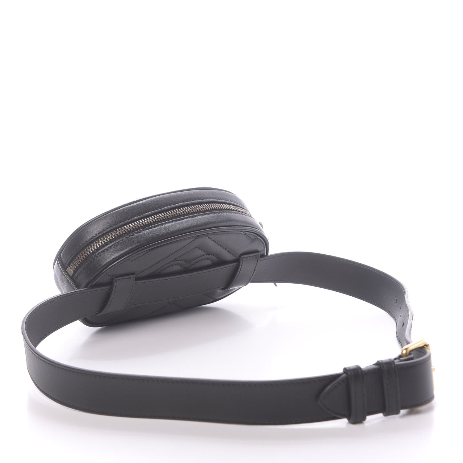 Gucci Calfskin Matelasse GG Marmont Belt Bag 75 30 Black 2 of 10