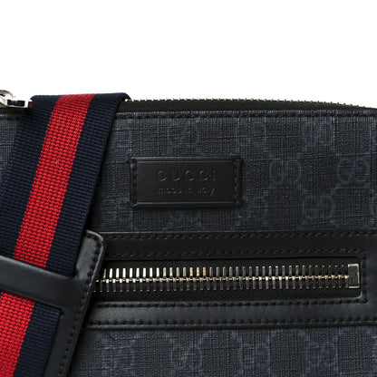Gucci GG Supreme Monogram Web Small Flat Messenger Bag Black Grey 8 of 10