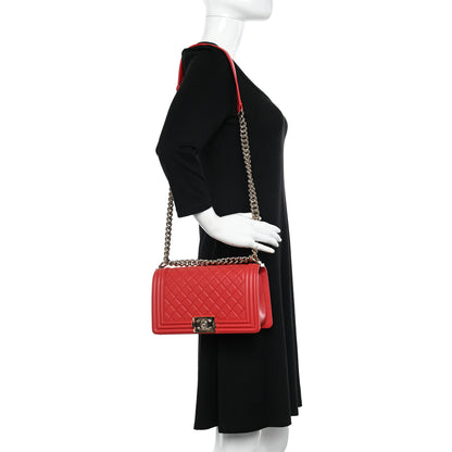 Chanel Calfskin Quilted Medium Boy Flap Red 2 of 10