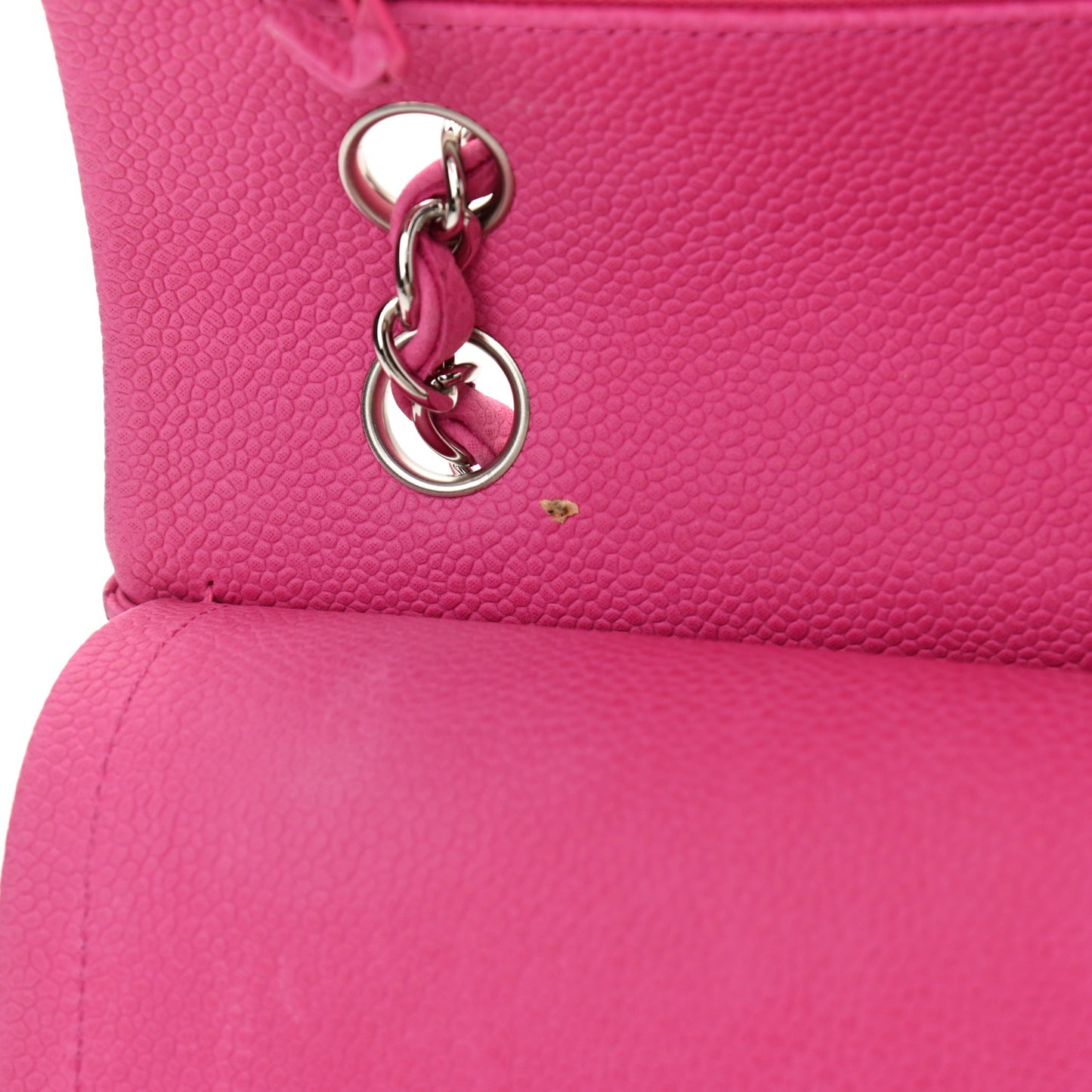 Iridescent Caviar Quilted Medium Double Flap Pink