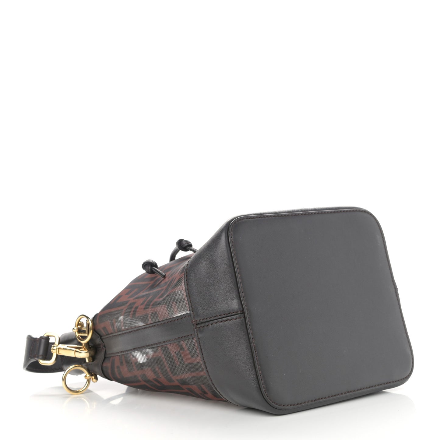 Mesh Vitello Grace F is Fendi FF 1974 Grande Mon Tresor Bucket Bag Marrone Black Ebano
