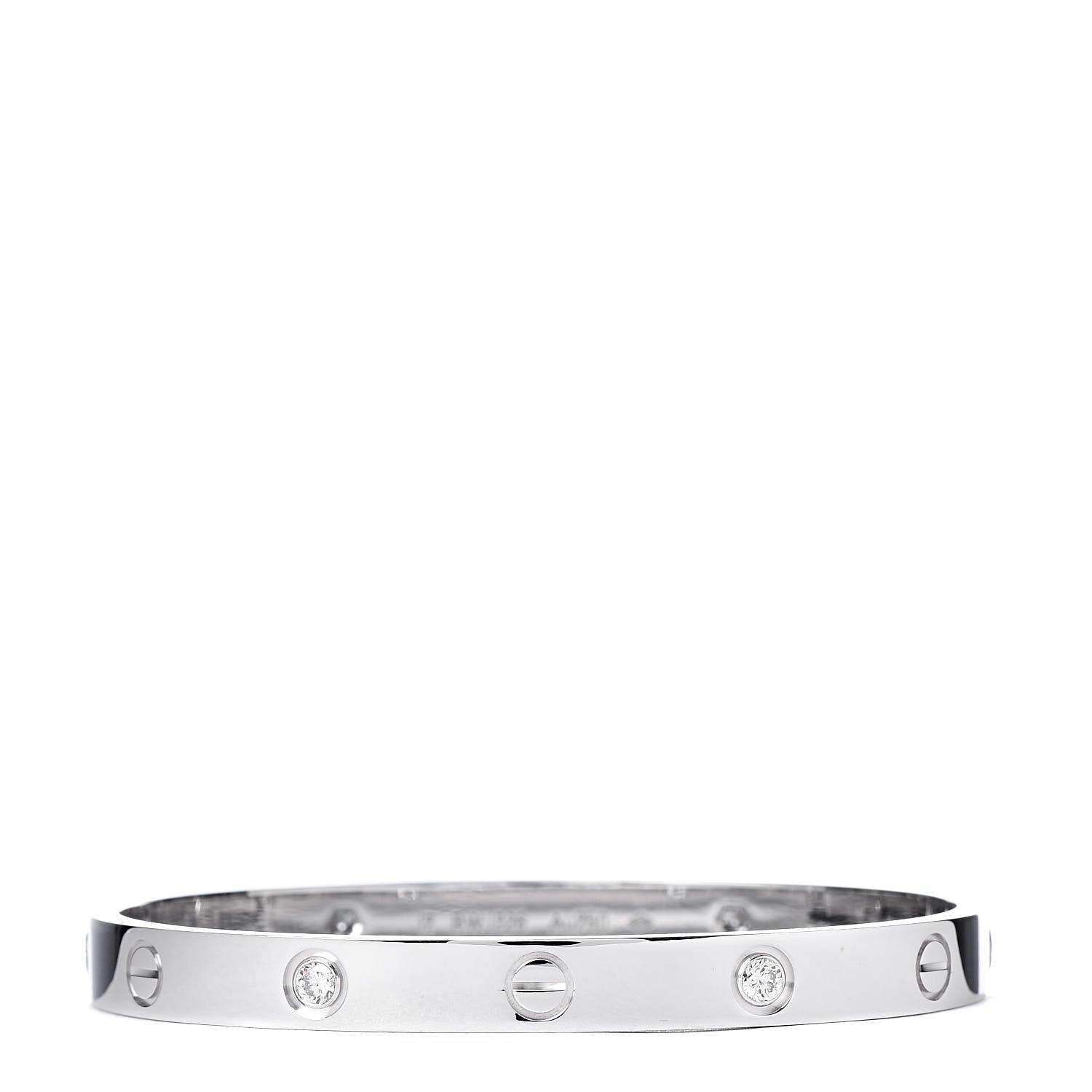 Cartier 18K White Gold 4 Diamond LOVE Bracelet 17 1 of 7