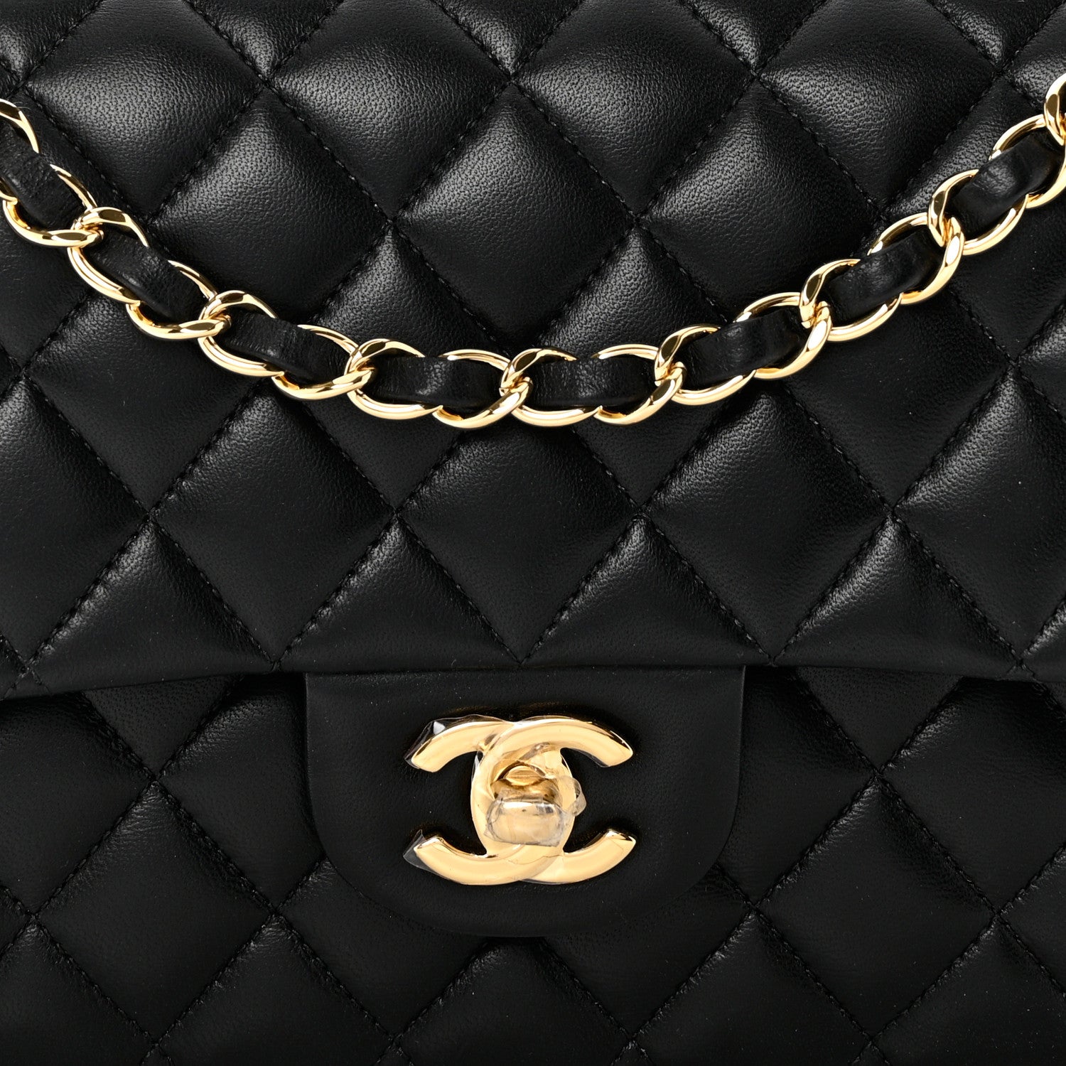 Chanel Lambskin Quilted Medium Double Flap Black 8 of 10