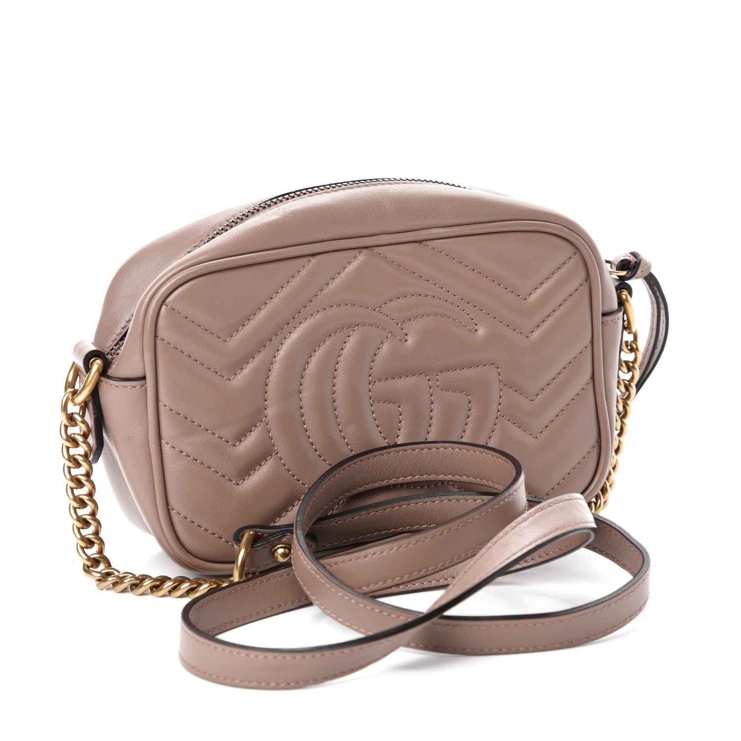 Gucci Calfskin Matelasse Mini GG Marmont Chain Shoulder Bag Porcelain Rose 3 of 10