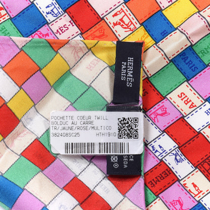 Hermes Silk Bolduc Au Carre Pocket Square Jaune Rose Multicolor 2 of 3